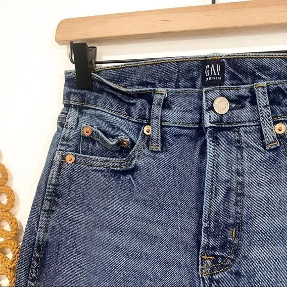 Y2K Gap Slim Straight Vintage Classic Mom Jeans Mid rise medium acid wash - Picture 4 of 10